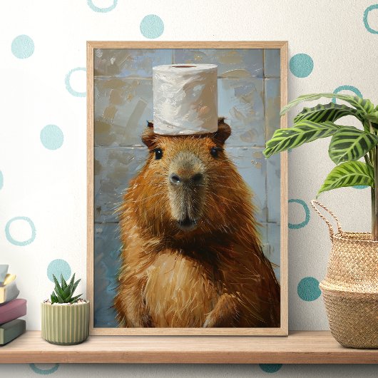 Funny Capybara Toilet Paper Poster ポスター