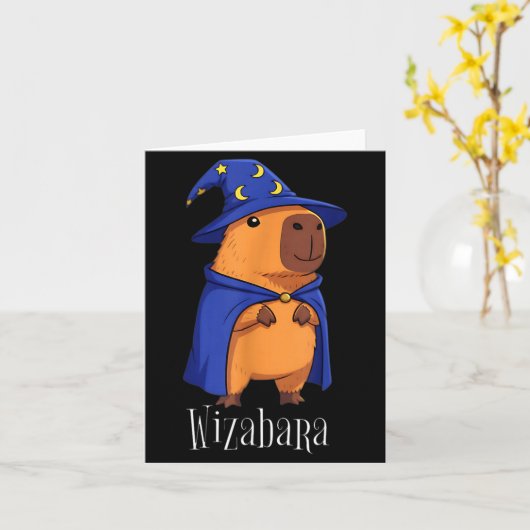 Funny Capybara Wizard Costume Wizabara Graphic Kid カード (黄色い花)