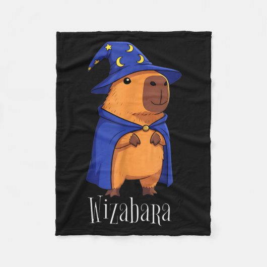 Funny Capybara Wizard Costume Wizabara Graphic Kid フリースブランケット (正面)