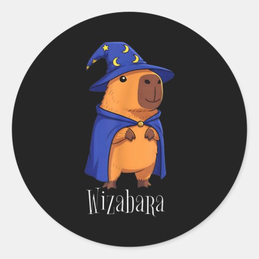 Funny Capybara Wizard Costume Wizabara Graphic Kid ラウンドシール (正面)