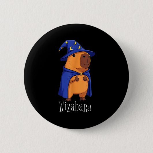 Funny Capybara Wizard Costume Wizabara Graphic Kid 缶バッジ (正面)