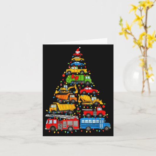 Funny Car Christmas Tree Xmas Light Boys Kids Todd カード (黄色い花)