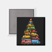 Funny Car Christmas Tree Xmas Light Boys Kids Todd マグネット (正面/裏面)
