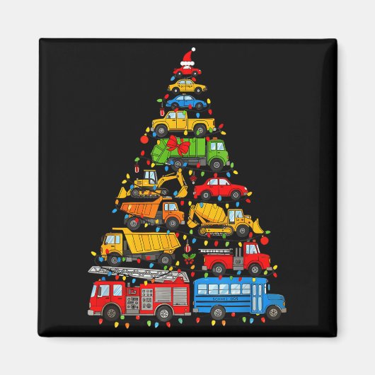 Funny Car Christmas Tree Xmas Light Boys Kids Todd マグネット (正面)