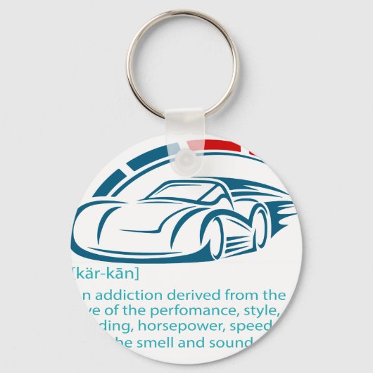 Funny Car Guy Gift - CARCAINE Definition Love Of C キーホルダー (正面)