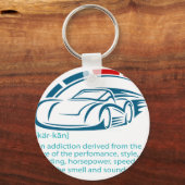 Funny Car Guy Gift - CARCAINE Definition Love Of C キーホルダー (正面)