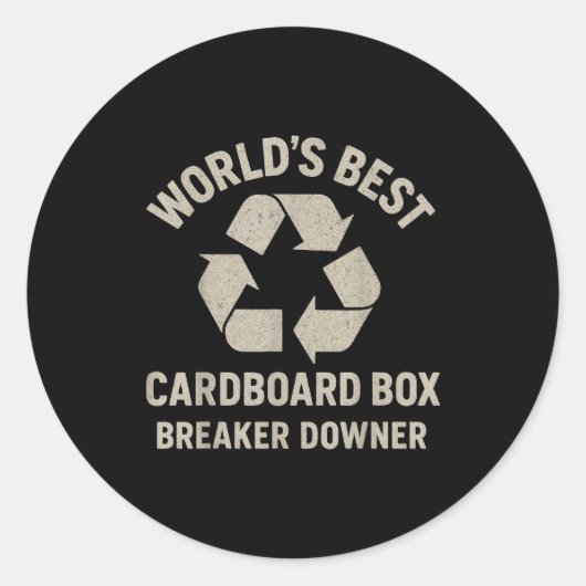Funny Cardboard Box Breaker Downer Sarcastic Retro ラウンドシール (正面)