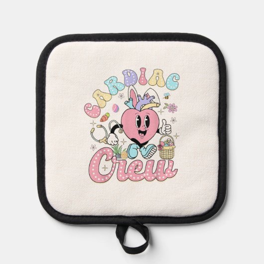 Funny Cardiac Crew Easter Day CVICU Nurse Cardiolo 鍋敷き (正面)