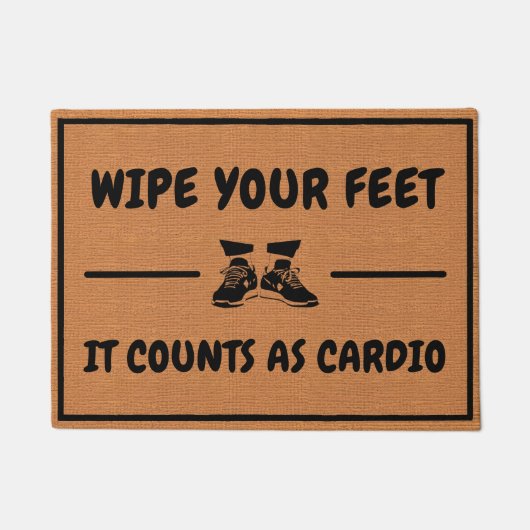 Funny Cardio Fitness Gym Humor Minimalist Rustic ドアマット (正面)