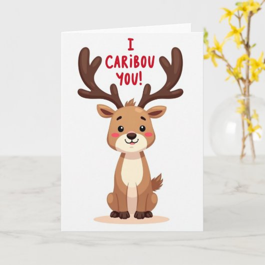 Funny Caribou Care About You Card カード (黄色い花)