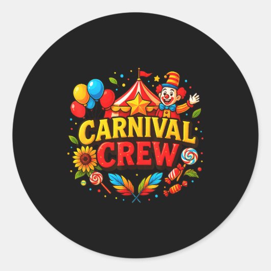 Funny Carnival Crew Circus Party Staff Costume Pri ラウンドシール (正面)