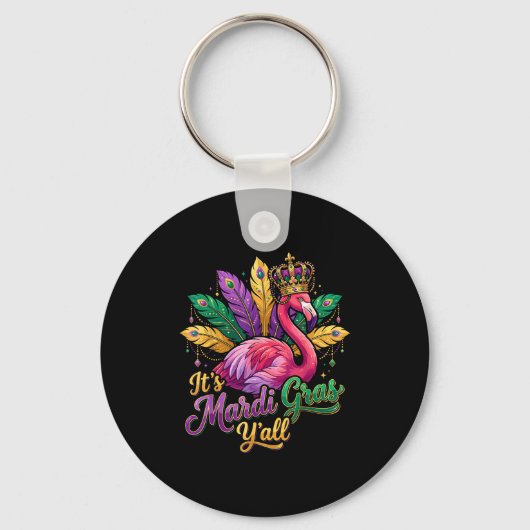 Funny Carnival Party Gift Idea Flamingo Mardi Gras キーホルダー (正面)