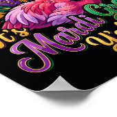 Funny Carnival Party Gift Idea Flamingo Mardi Gras ポスター (角)
