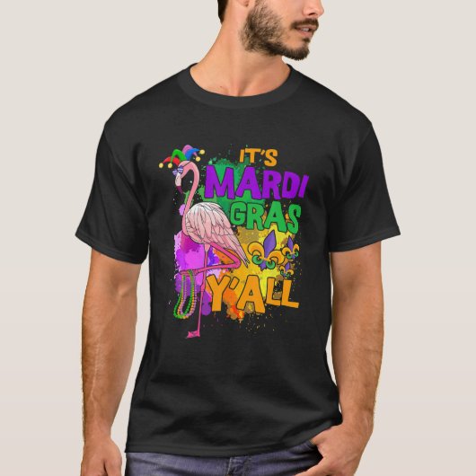 Funny Carnival Party Gift Idea Flamingo Mardi Gras Tシャツ (正面)