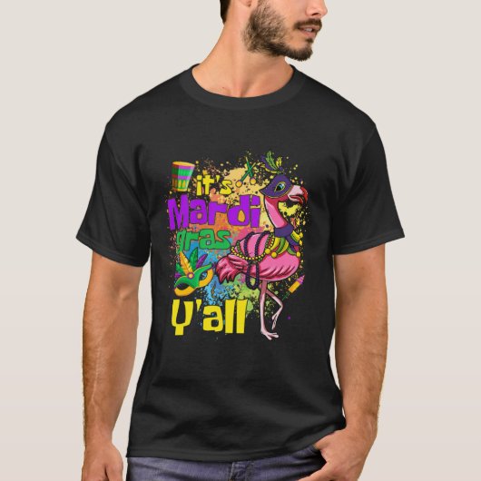 Funny Carnival Party Gift Idea Flamingo Mardi Gras Tシャツ (正面)