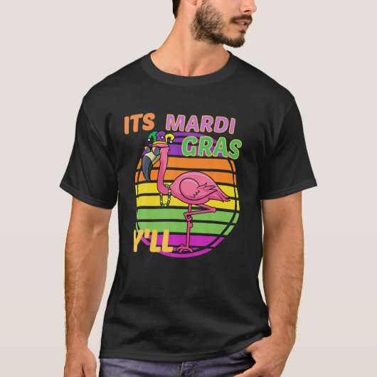 Funny Carnival Party Idea Flamingo Mardi Gras Tシャツ (正面)