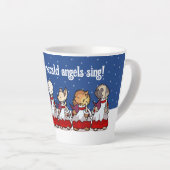 Funny Carol Singing Dogs Christmas Pug Pomeranian カフェラテマグ (右アングル)