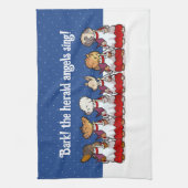 Funny Carol Singing Dogs Christmas Pug Pomeranian キッチンタオル (縦)