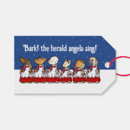 Funny Carol Singing Dogs Christmas Pug Pomeranian ギフトタグ