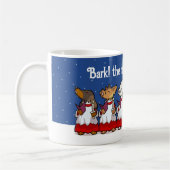 Funny Carol Singing Dogs Christmas Pug Pomeranian コーヒーマグカップ (左)