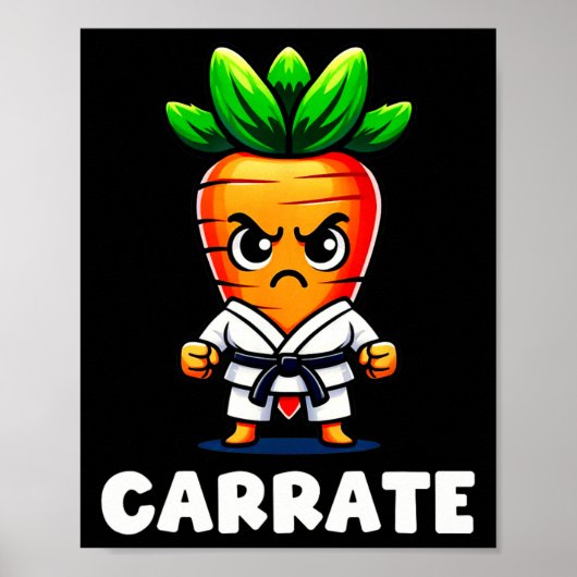 Funny Carrot In Karate Gi Carrate Black Belt Marti ポスター (正面)