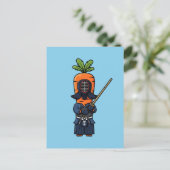 Funny Carrot Kendo Warrior Shinai Illustration ポストカード (スタンド正面)