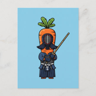 Funny Carrot Kendo Warrior Shinai Illustration ポストカード