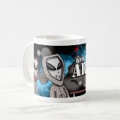 Funny Cartoon Alien Mug | Adorable Sci-Fi  コーヒーマグカップ (正面左)