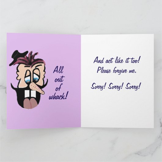 Funny Cartoon Apology  カード (内部)