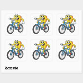 Funny Cartoon Bicycle Riding Character Sticker スクエアシール (シート)