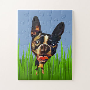 Funny Cartoon Boston Terrier Puzzle for Kids ジグソーパズル