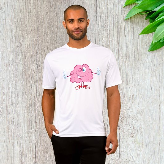 Funny Cartoon Brain Winking Character Thumbs Up Tシャツ