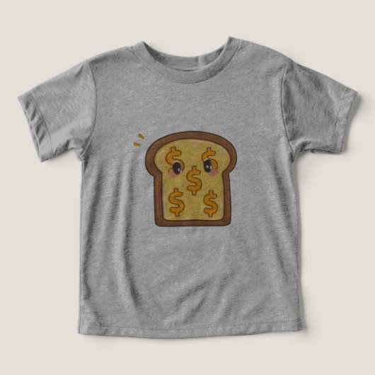  Funny Cartoon Bread Dollar Sign Graphic Tee (デザイン正面)