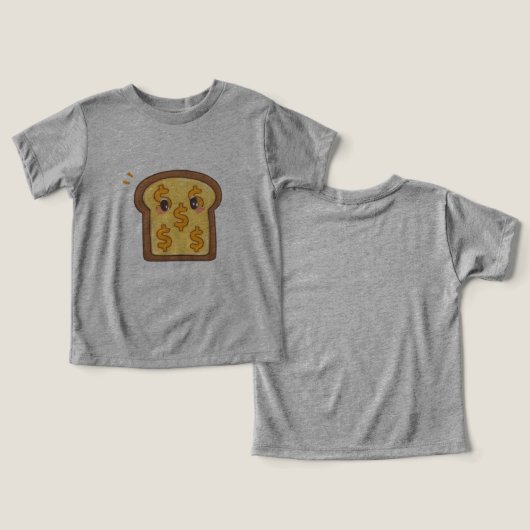  Funny Cartoon Bread Dollar Sign Graphic Tee (デザイン正面&裏面)