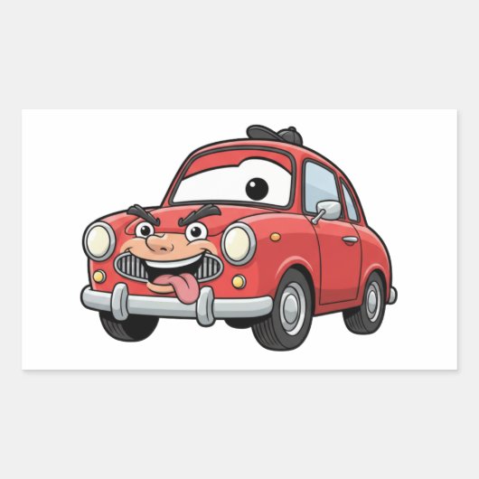 Funny Cartoon Car Character Sticker 長方形シール (正面)