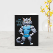 Funny Cartoon Cat - Bodybuilding Gym Style - Warmu カード (黄色い花)
