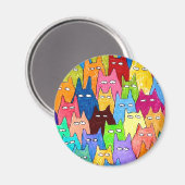 Funny Cartoon Cats Color Pencil Drawing マグネット (正面/裏面)