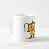 Funny Cartoon Character Holding a Phone – Coffee M コーヒーマグカップ (正面左)