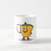 Funny Cartoon Character Holding a Phone – Coffee M コーヒーマグカップ (中央)