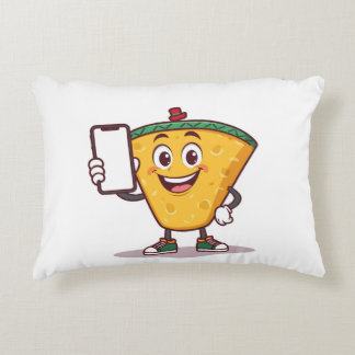 Funny Cartoon Character with Phone – Throw Pillow アクセントクッション