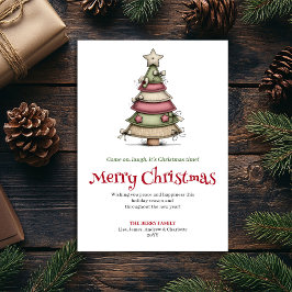 Funny cartoon Christmas tree greeting card シーズンカード