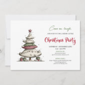Funny cartoon Christmas tree playful party invite 招待状 (正面)