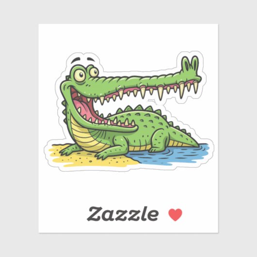 Funny Cartoon Crocodile with Big Smile シール (シート)