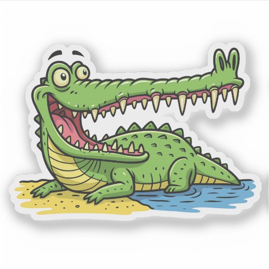 Funny Cartoon Crocodile with Big Smile シール (正面)
