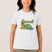 Funny Cartoon Crocodile with Big Smile トライブレンドＴシャツ (正面)