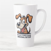 Funny Cartoon Dog Butler Quote カフェラテマグ (右)
