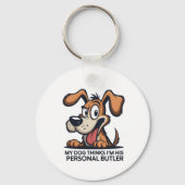 Funny Cartoon Dog Butler Quote キーホルダー (裏面)