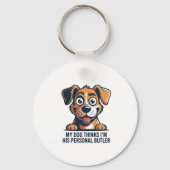 Funny Cartoon Dog Butler Quote キーホルダー (裏面)