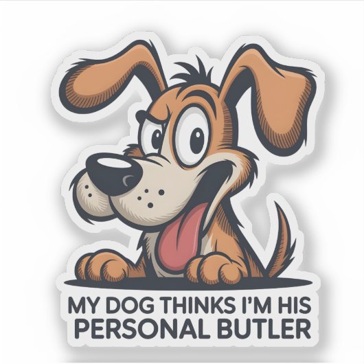 Funny Cartoon Dog Butler Quote シール (正面)