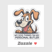 Funny Cartoon Dog Butler Quote シール (シート)